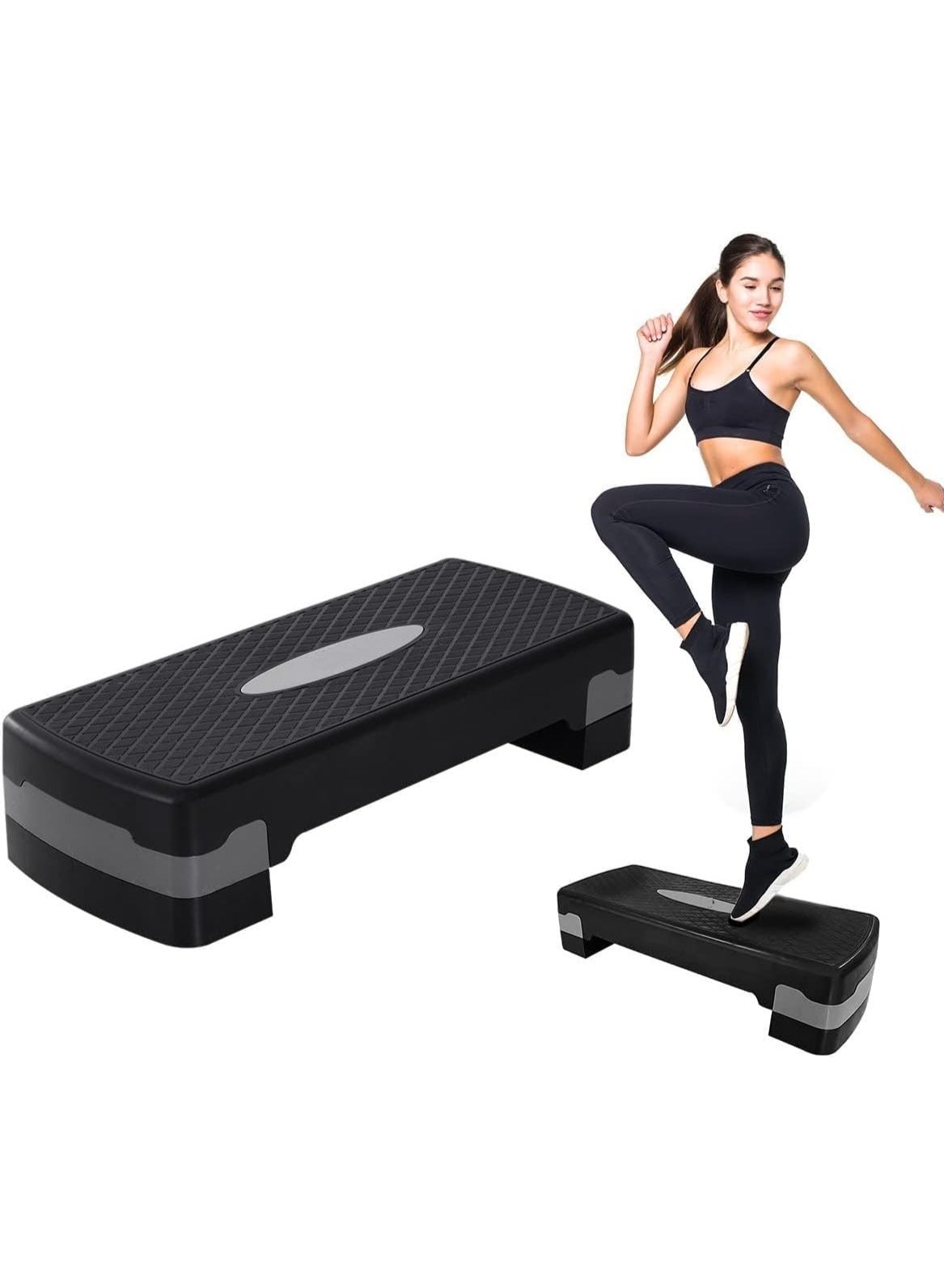 Adjustable Aerobic Step Platform Non-Slip Exercise Tool for Home Fitness Random Color, 2 levels